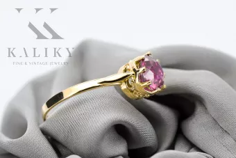 Пръстен Аметист 14K жълто злато Винтидж крафт vrc366y